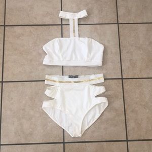 NEW Riley 2 Piece Bathing Suit White Gold Medium